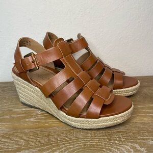 Vionic Brown Leather Espadrilles Womens Size 7